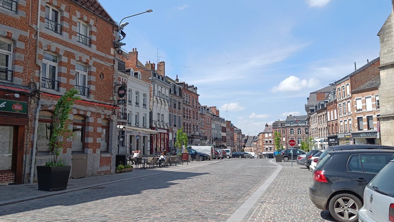Saturday walk in Avesnes-sur-Helpe (France). 4K video. Just walking, no talking.