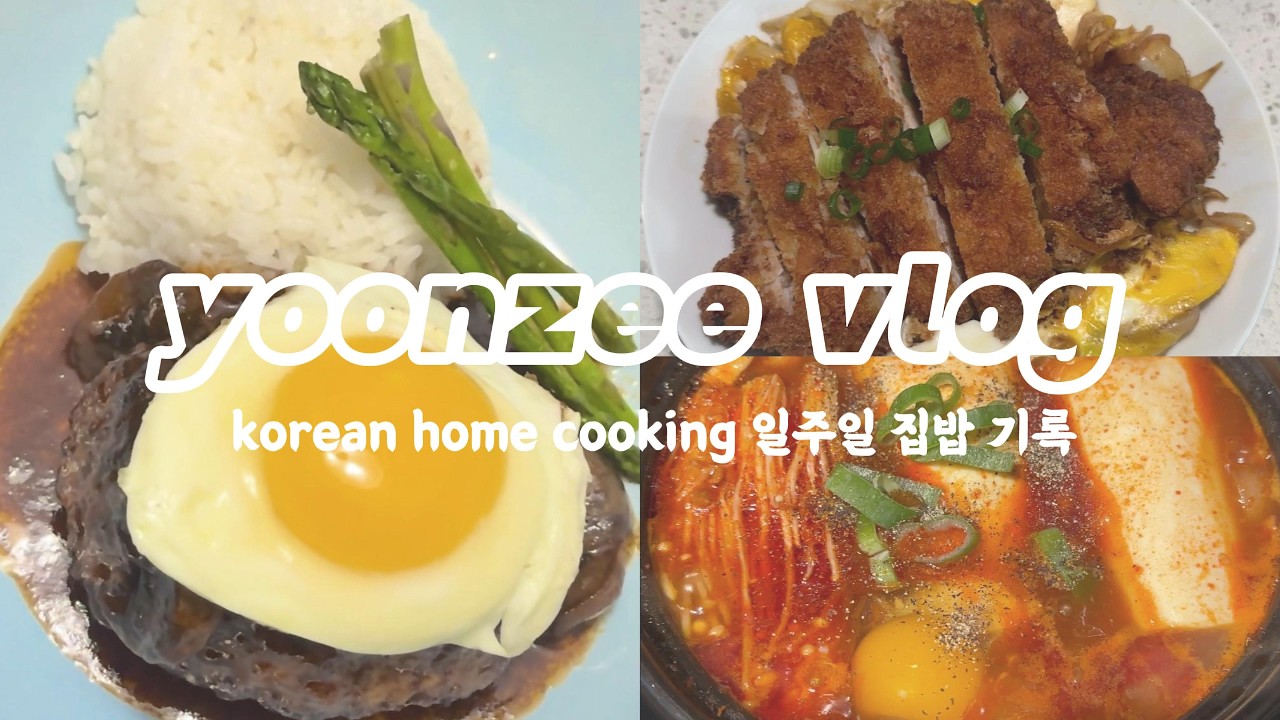 [Eng]Korean Homecooking Vlog | 함박스테이크 | 가츠동 | 순두부찌개