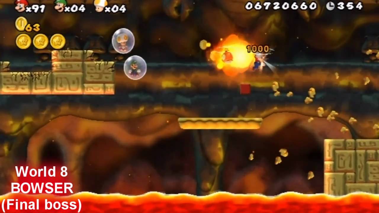 New Super Mario Bros. Wii ★All Boss Fights★ (With 3 Players) [Part 2/ 2]