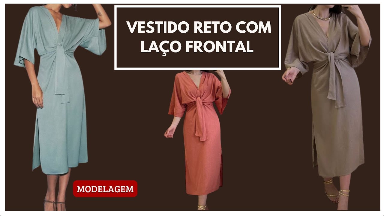 Vestido reto com laço frontal - modelagem