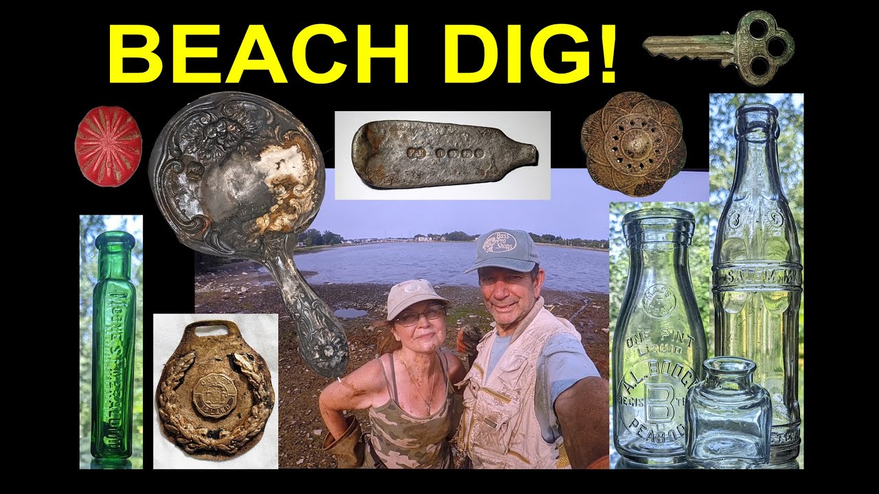 DIGGING, DETECTING, MUDLARKING: BOTTLES! SILVER! TREASURES FOUND AT THE BEACH! - MASS RIVER PICKERS