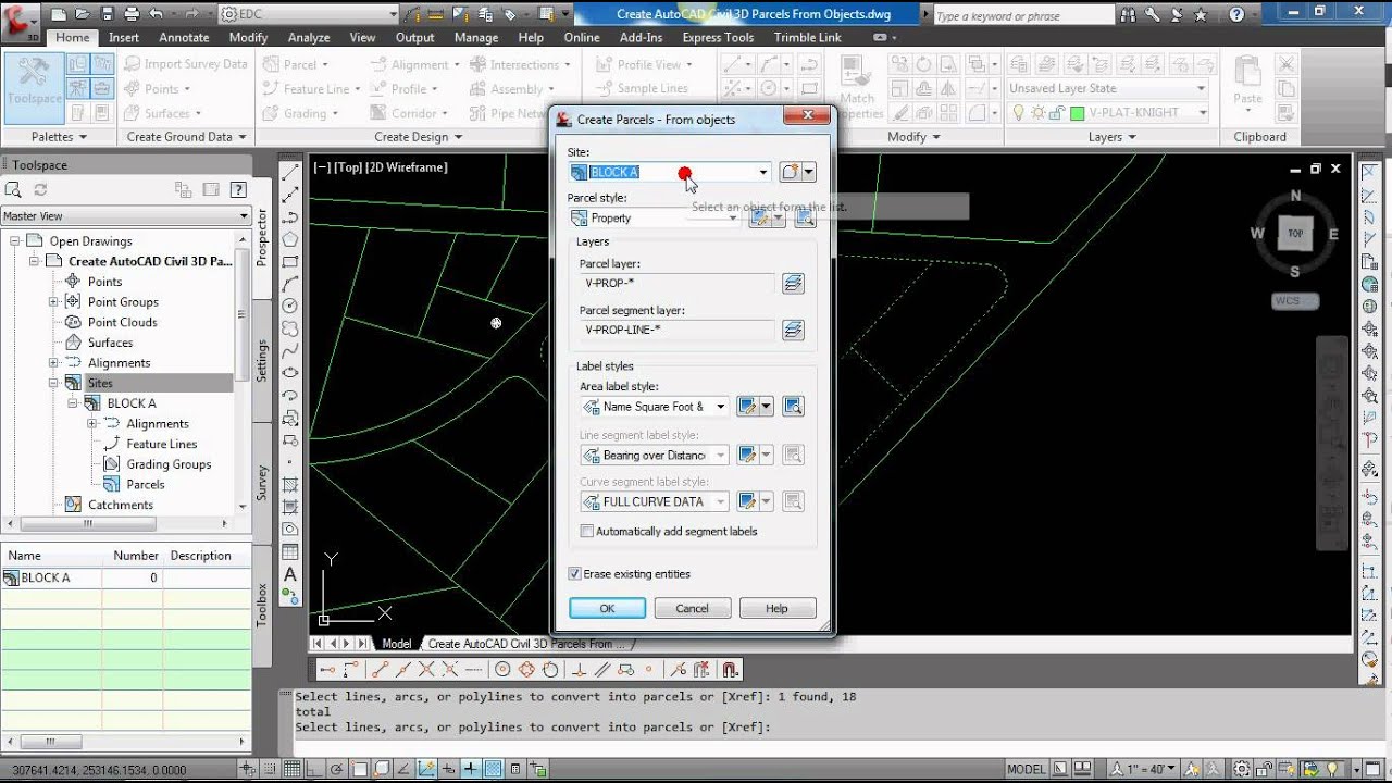 Create AutoCAD Civil 3D Parcels From Objects