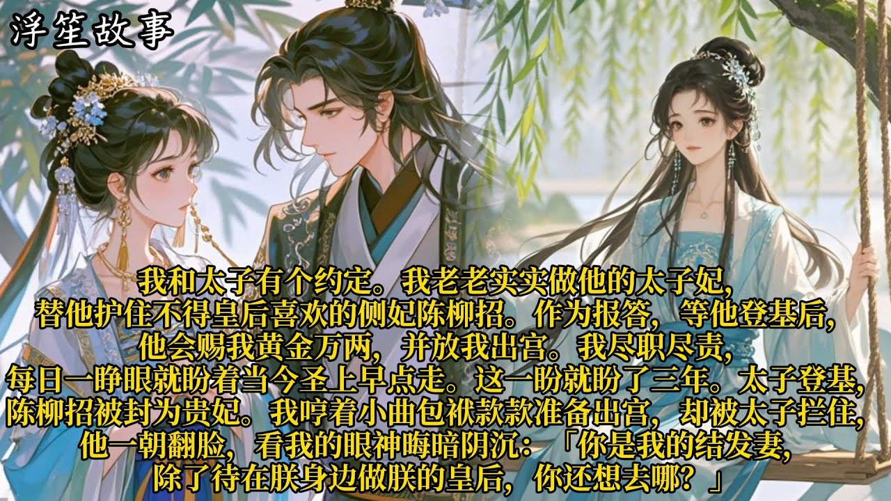 我和太子有个约定。我老老实实做他的太子妃，替他护住不得皇后喜欢的侧妃陈柳招。作为报答，等他登基后，他会赐我黄金万两，并放我出宫。#重生 #大女主 #复仇 #宫廷 #夺权 #古风 #小说