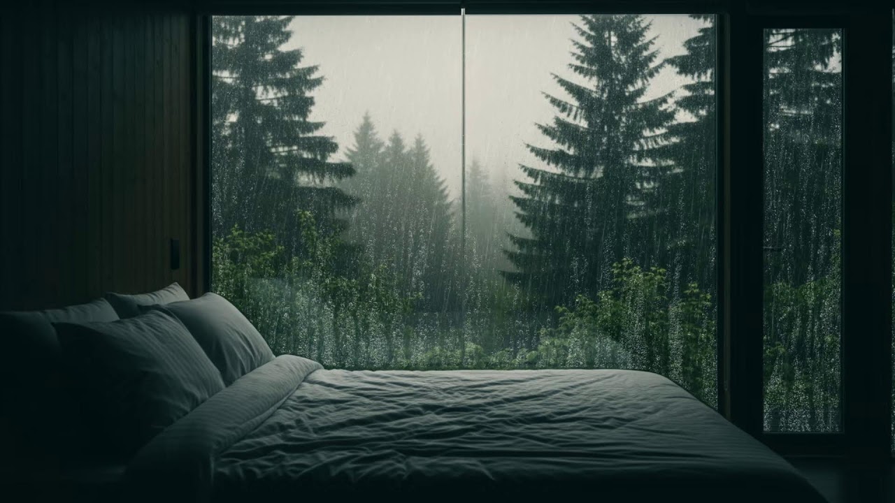 Rain on Window with Cozy Bedroom Ambience 🌧️ Stress Relief and Peaceful Sleep