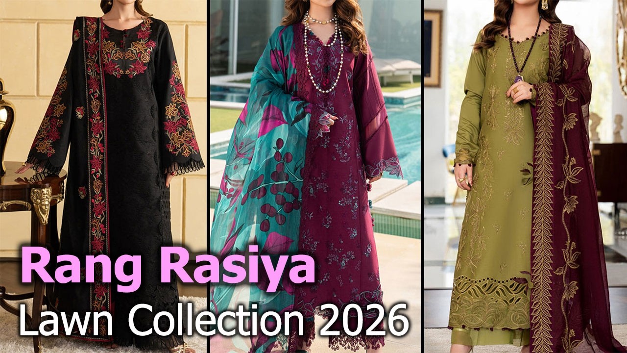 New Rang Rasiya Luxury Lawn Dresses 2026 | Pakistani Lawn Unstitched Summer Stylish Suits