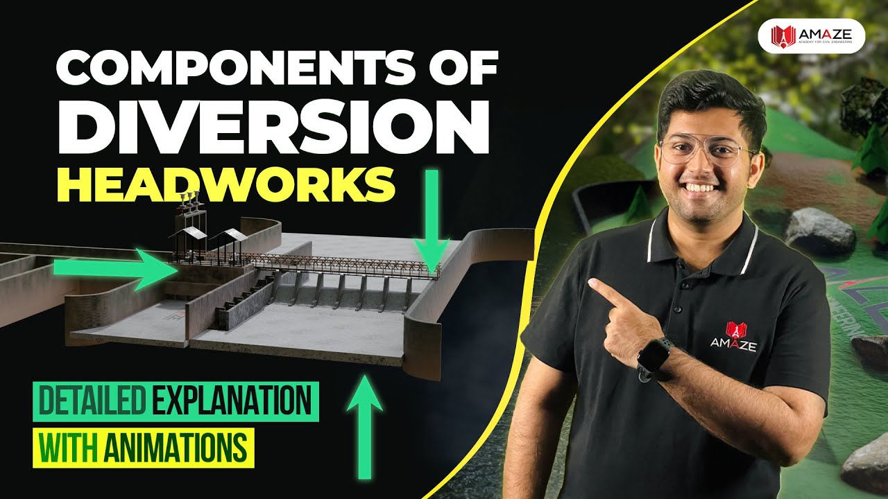 COMPONENTS OF DIVERSION HEADWORK | ANIMATED VIDEO LECTURE | GATE | ASSISTANT ENGINEER | SUB ENGINEER