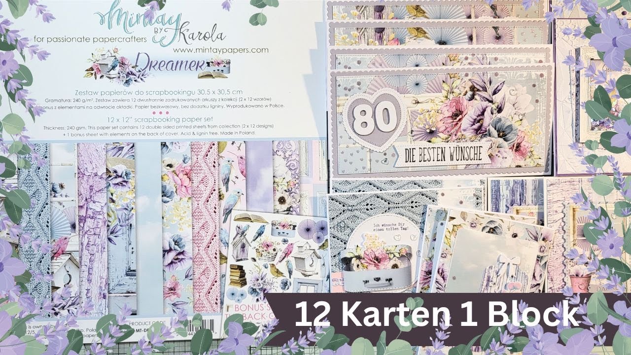 12 Karten 1 Block | Mintay Dreamer | #shabbychicstyle #shakercard