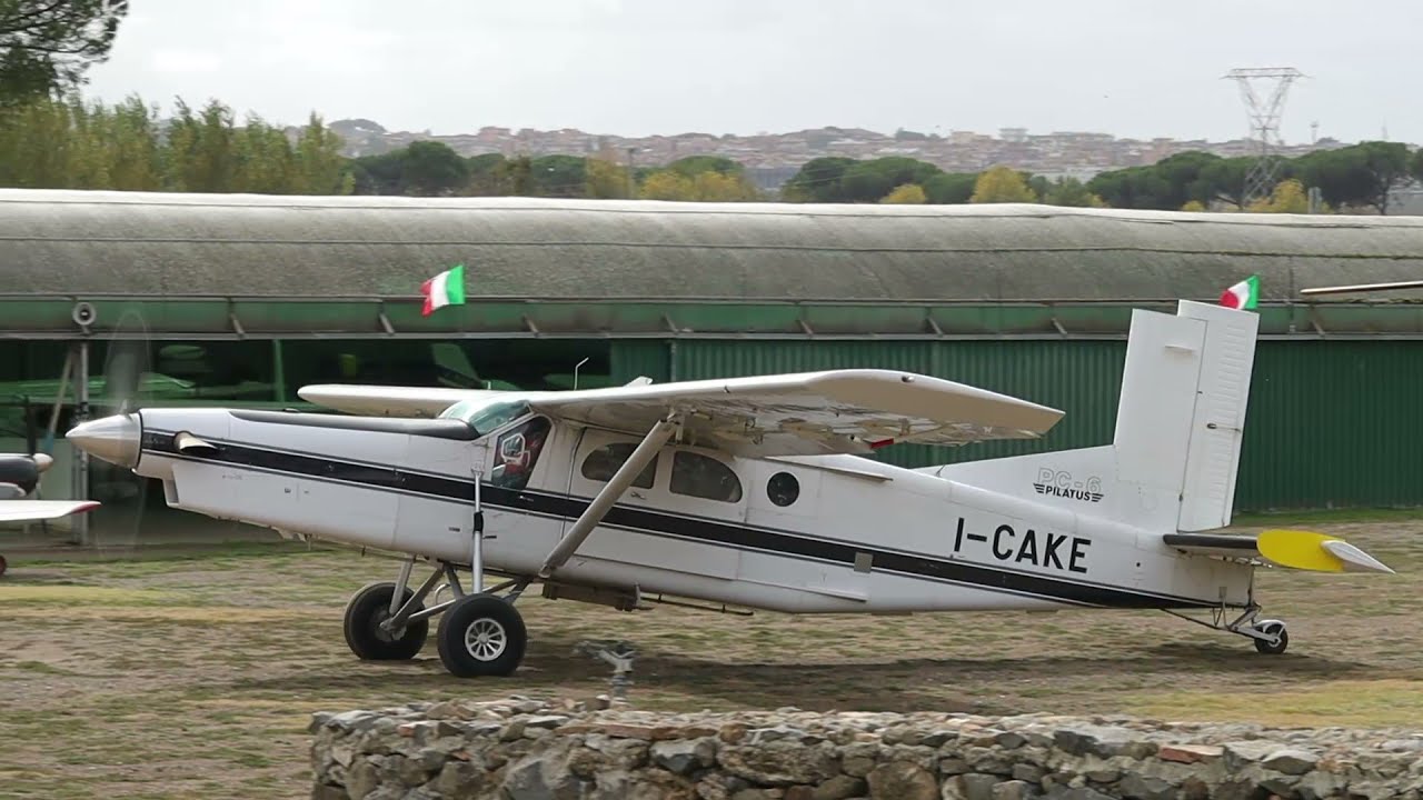 26/10/2025 | Planespotting Fly Roma field | Pilatus PC-6 skydiver | Start up, take off and landing