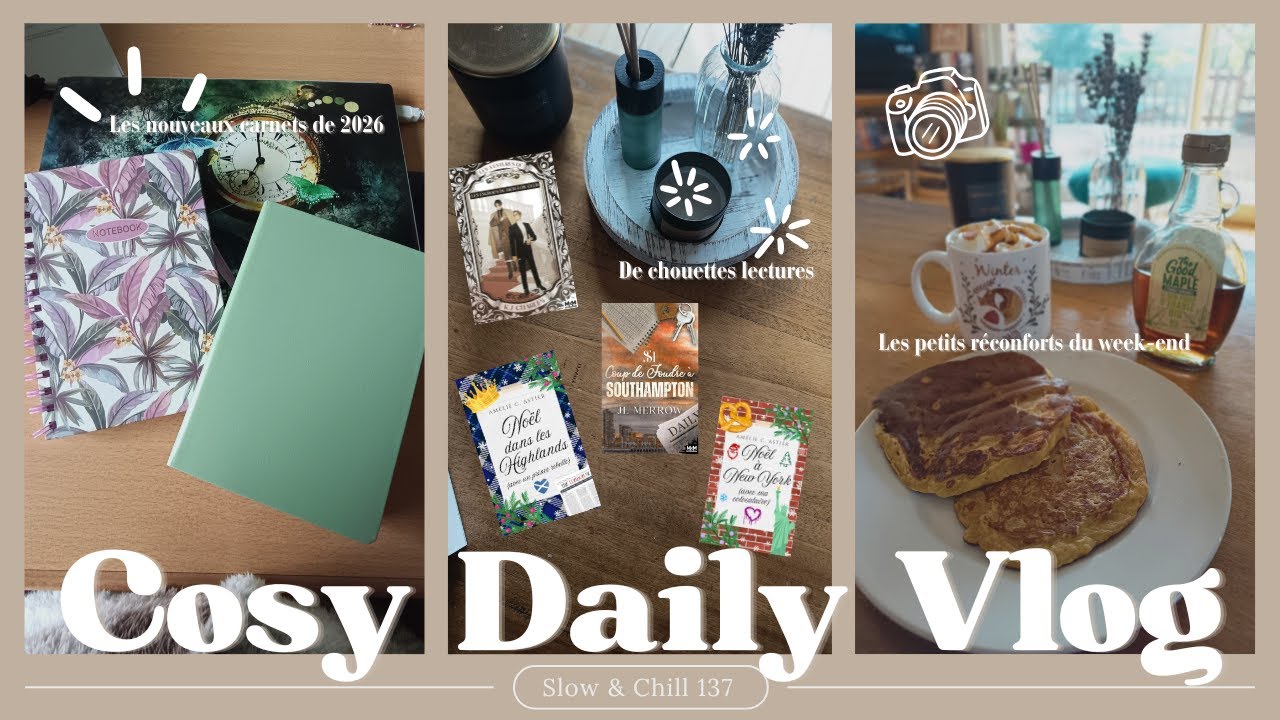 Premier vlog Janvier : installer cosy à la maison, pancakes, nouveaux carnets, de la bonne lecture !