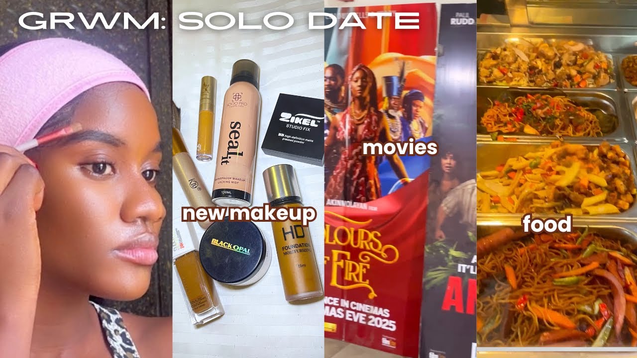 GRWM for a solo date | movies, food, makeup shopping/haul