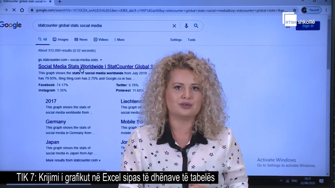 Krijimi i grafikut në Excel sipas të dhënave të tabelës| TIK 7