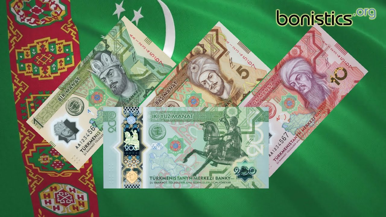 Turkmenistan 1, 5, 10, 200 Manat 2025