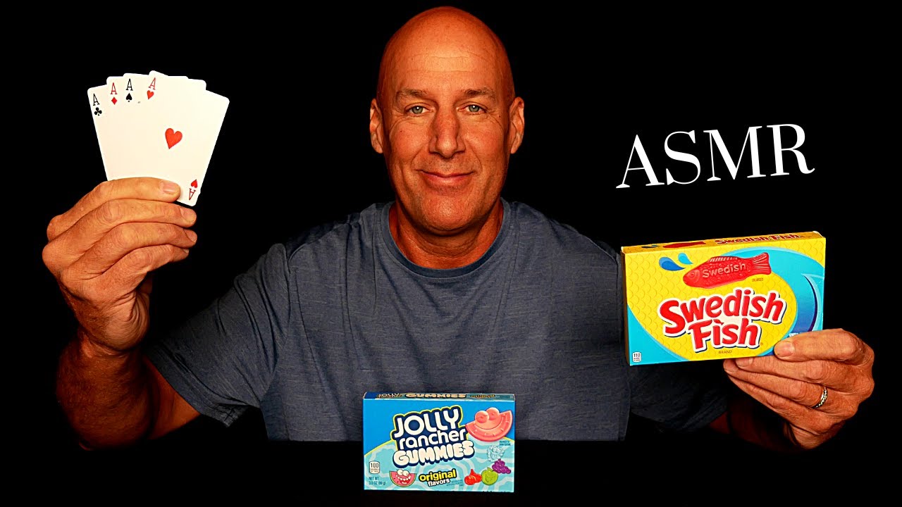 ASMR: RELAXING ONE HOUR SOLITAIRE MARATHON WITH SWEDISH FISH AND JOLLY RANCHER GUMMY CANDY~WHISPER