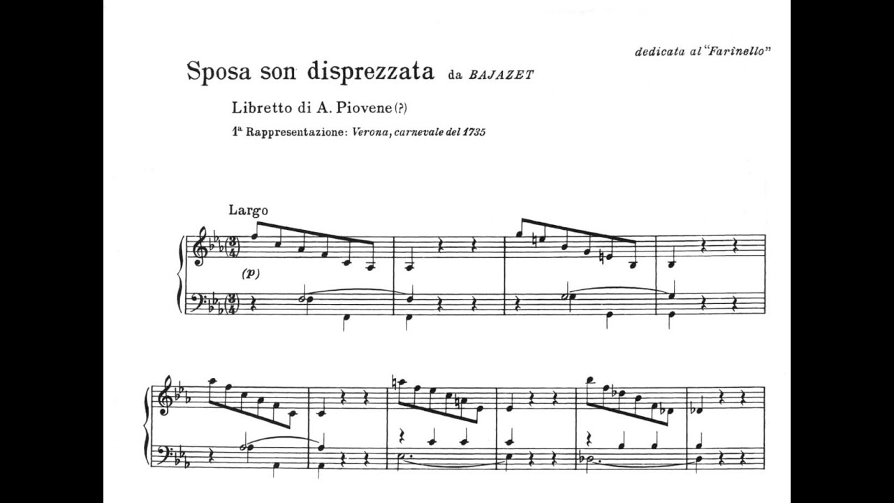 Sposa son disprezzata - A. Vivaldi (F minor-High Voice) Piano accompaniment