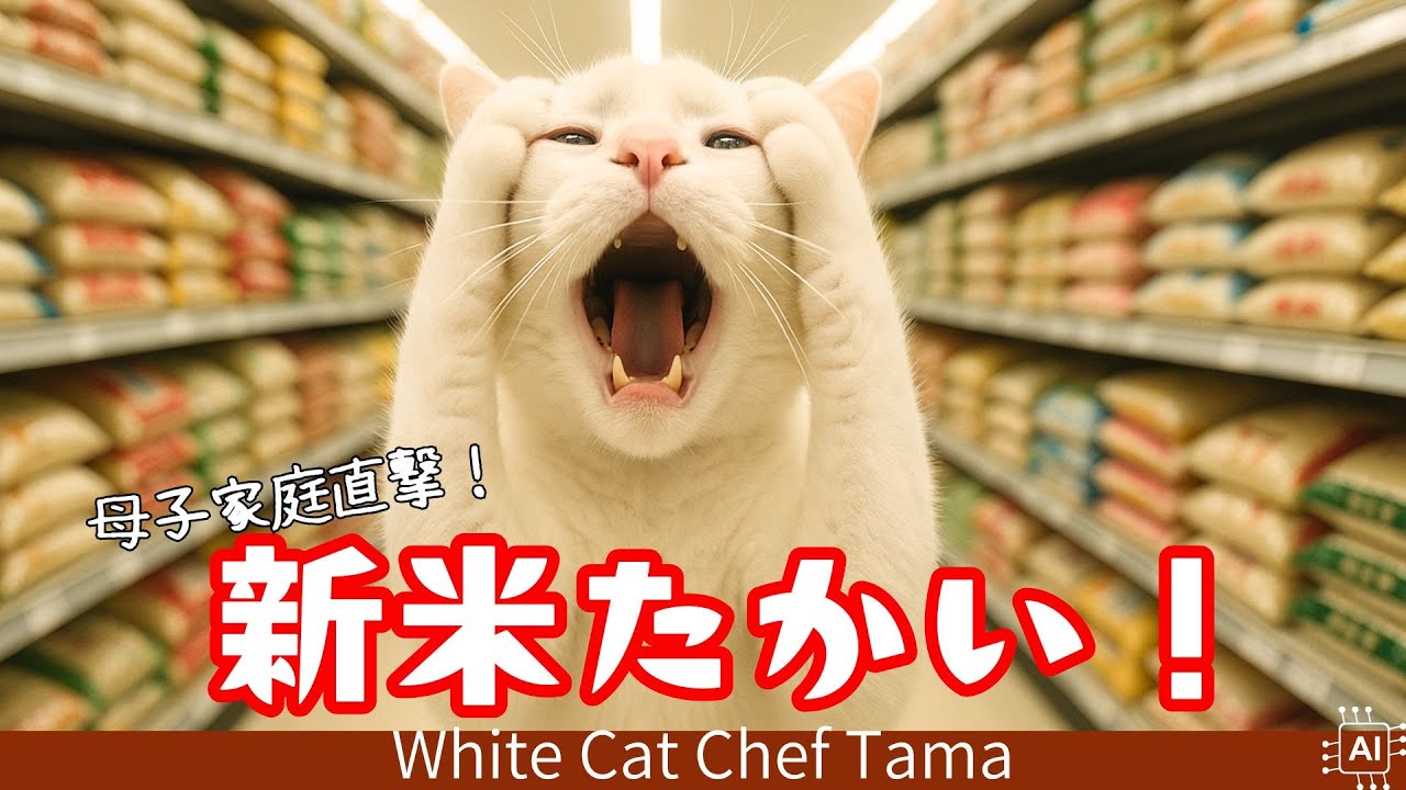 【AI猫 料理】新米高すぎ！米騒動！母子家庭のママ猫が最後に語る本音とは？