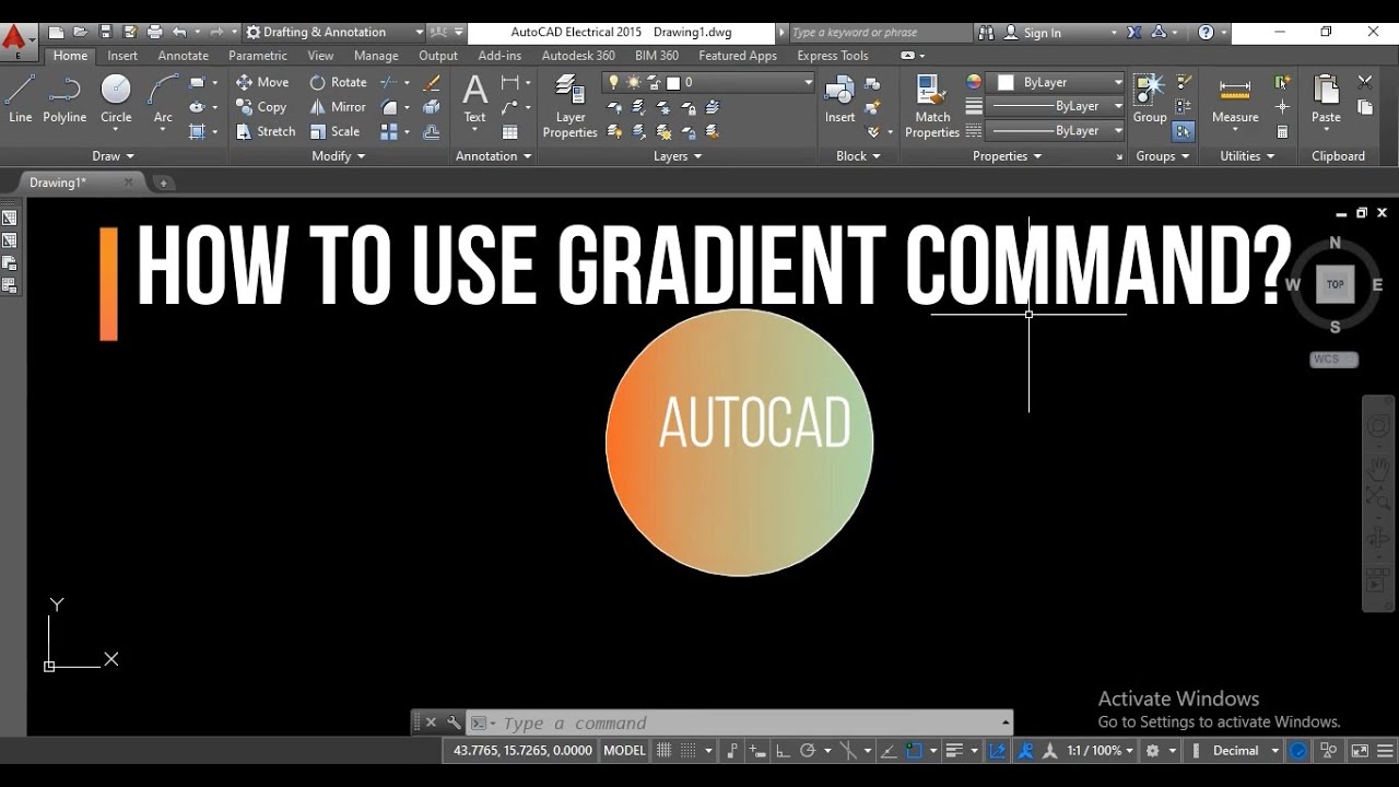 HOW TO USE THE GRADIENT COMMAND IN AUTOCAD?