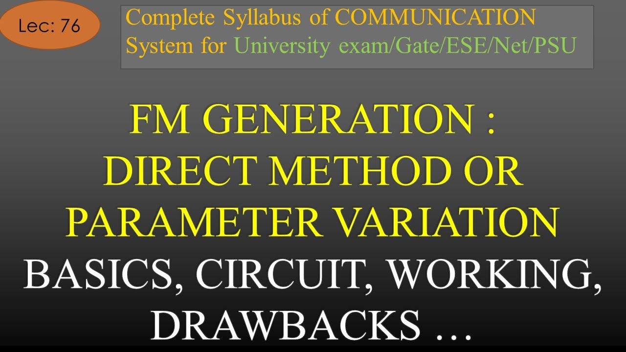 Direct Method or Parameter Variation Method of FM Generation | Com Sys | R K Classes | Hindi |Lec-76