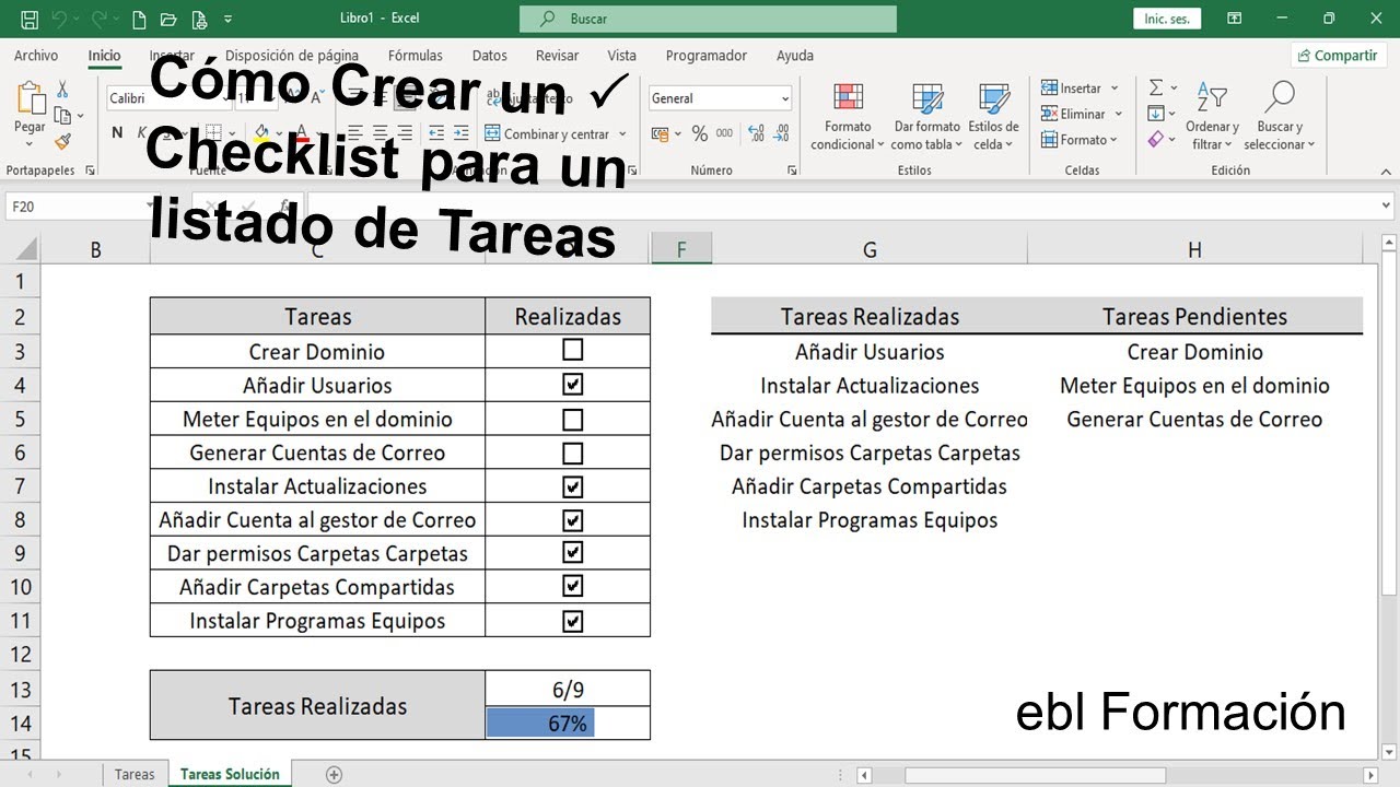 Cómo crear ✔ Checklist para un listado de Tareas en excel 2021 (Lista de verificación)