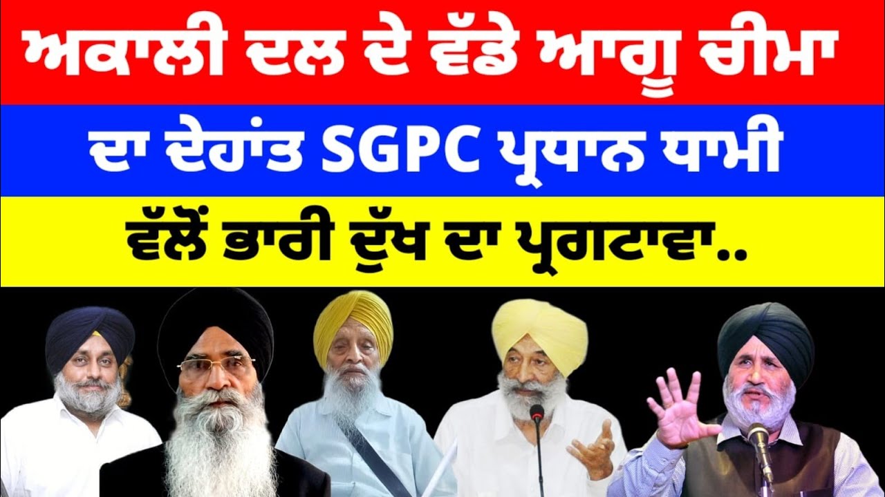 Akali Dal ਦੇ ਵੱਡੇ ਆਗੂ ਚੀਮਾ ਦਾ ਦੇਹਾਂਤ SGPC ਪ੍ਰਧਾਨ ਧਾਮੀ ਵੱਲੋਂ ਭਾਰੀ ਦੁੱਖ ਦਾ ਪ੍ਰਗਟਾਵਾ#akalidal #news 