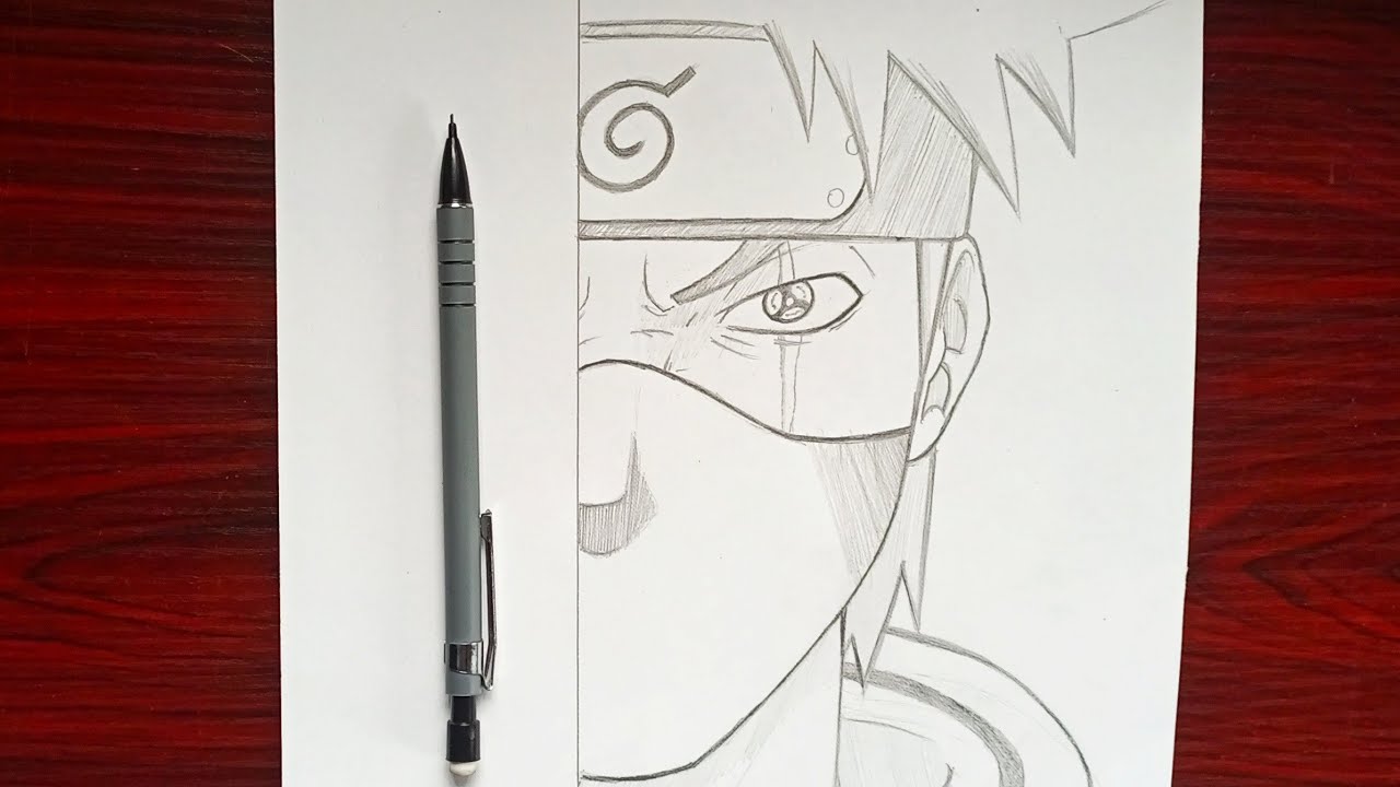 Easy pencil sketch | How to Draw kakashi [half face] | step by step Drawing tutorial