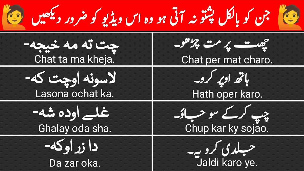 Basic Pashto Sentences | Pashto Learning | Pashto Speaking Practice