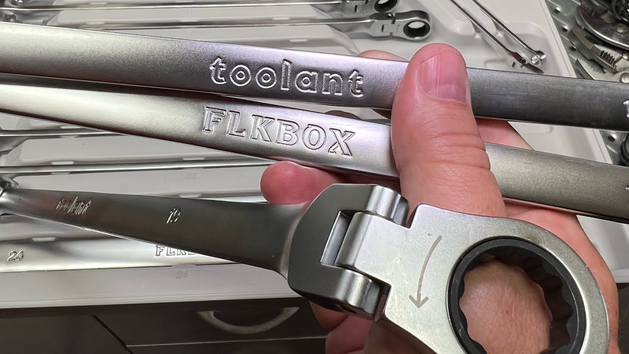 TOOLANT - Набор из 16 ключей с храповым механизмом, удлиненной гибкой головкой, двухсторонний мет...