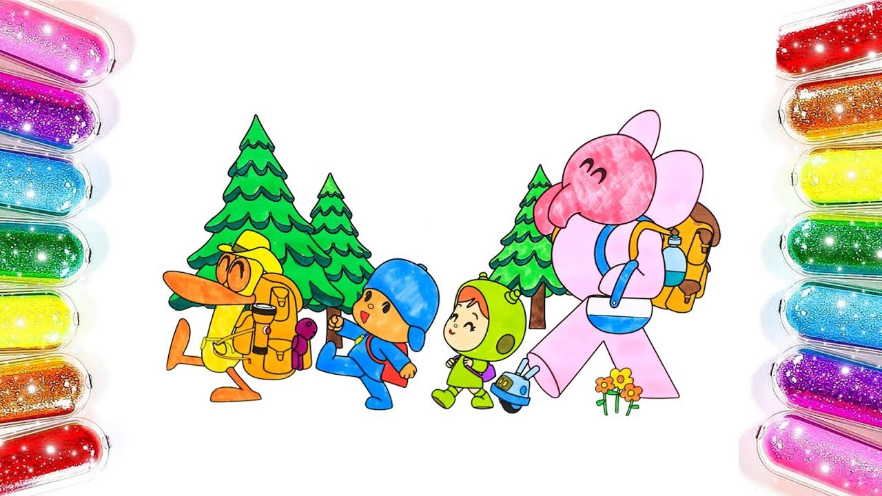 POCOYO AND NINA - Mountain Holidays with Robato, Pato & Elly Coloring & Drawing for Kids