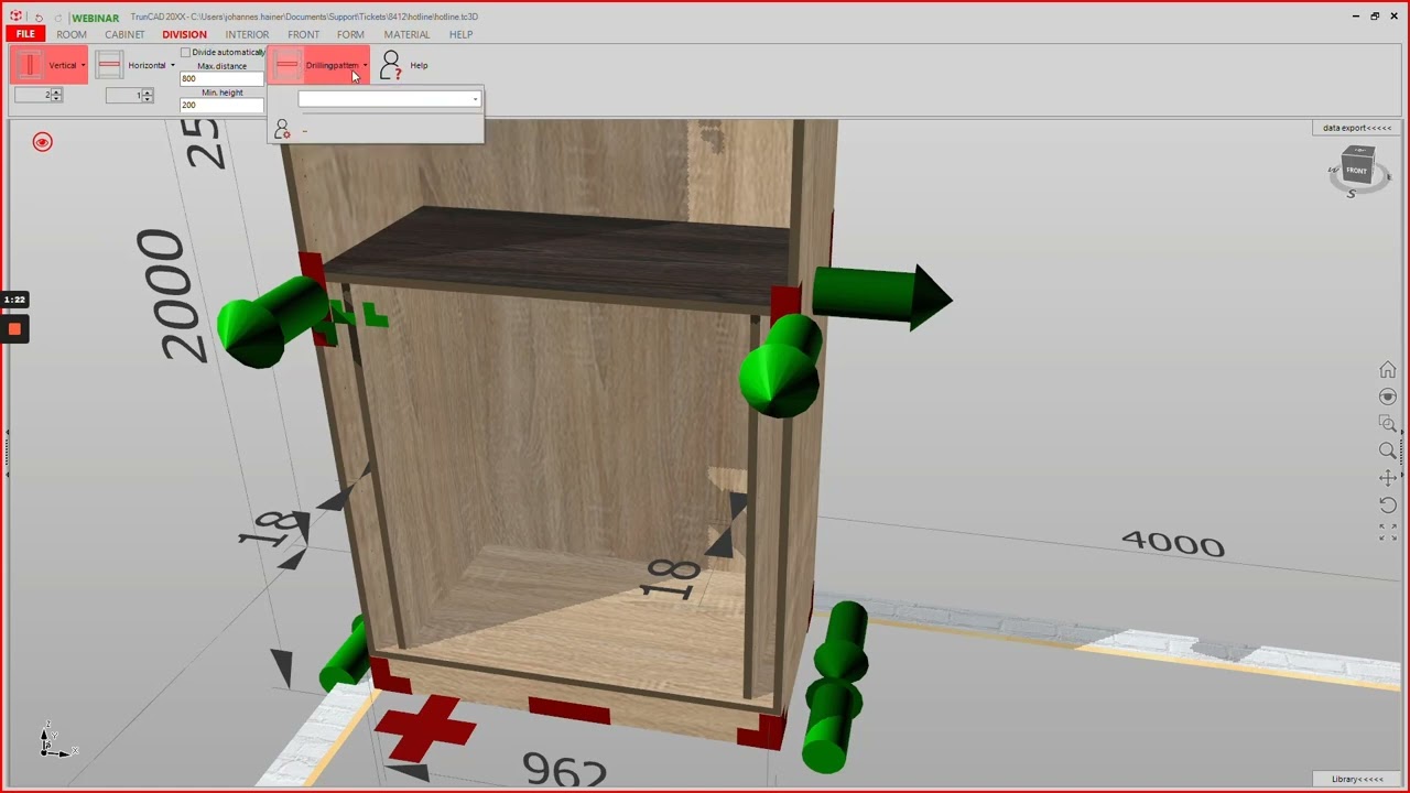 drilling Pattern for trims inside a cabinet