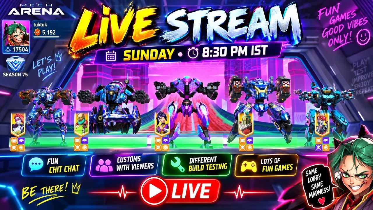 🔴 LIVE MECH ARENA CHAOS TONIGHT! 😱🔥 CUSTOMS, ID REVIEWS & NEW BUILDS! | Mech Arena