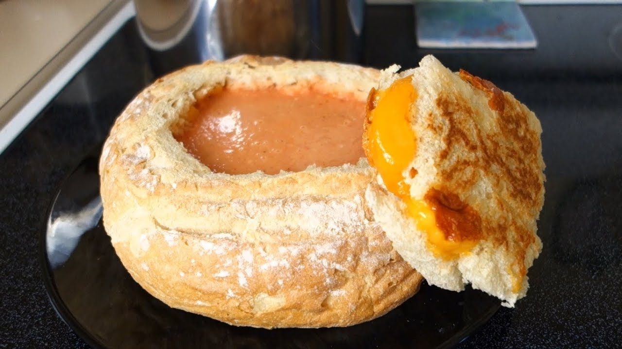 TOMATO SOUP BREAD BOWL & GRILLED CHEESE!