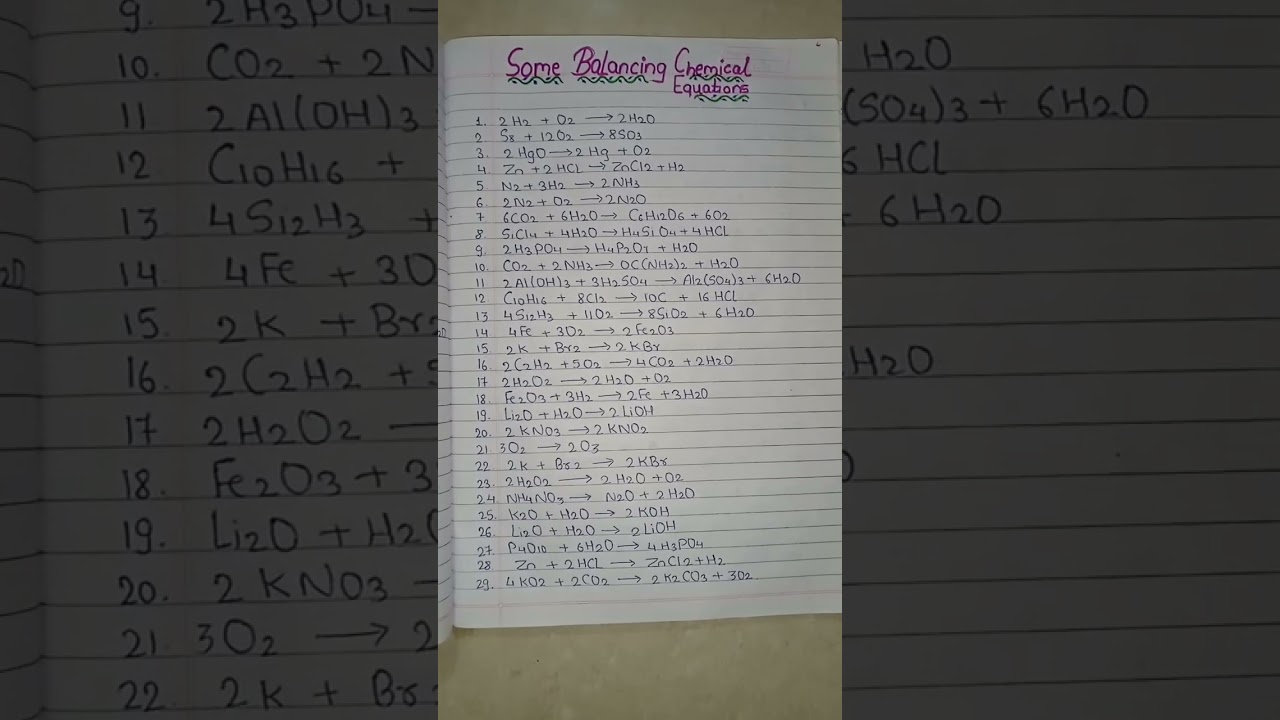 Some balancing chemical equation #viral #chemistry #ytshorts #latestvideo