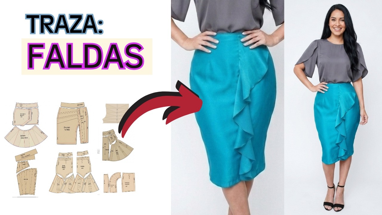 🔴CÓMO HACER UNA Falda que Marca la Diferencia✅Crea un Look Sofisticado con Bolero Olán #saia #skirt