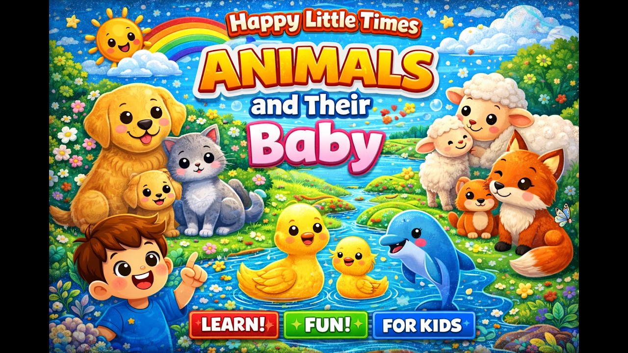 Animals and Their Babies 🐶🐥 | Learn Baby Animal Names | Happy Little Times