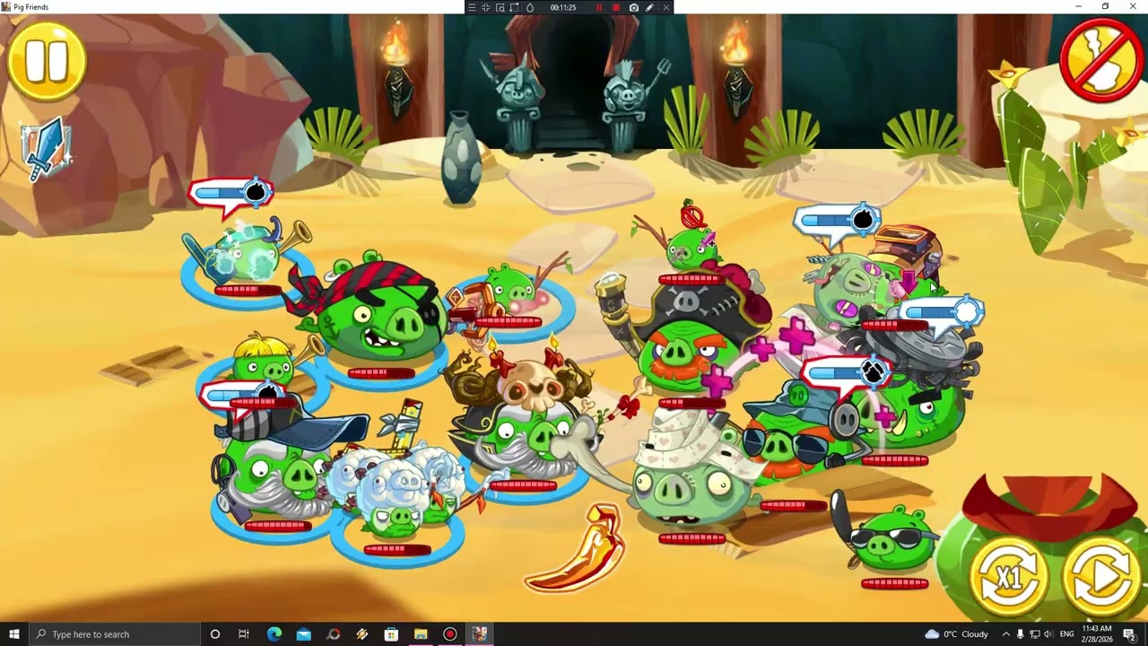 Angry Birds Epic - Mirrored Alphapig battle + Temple Pigmies vs Icy Waters