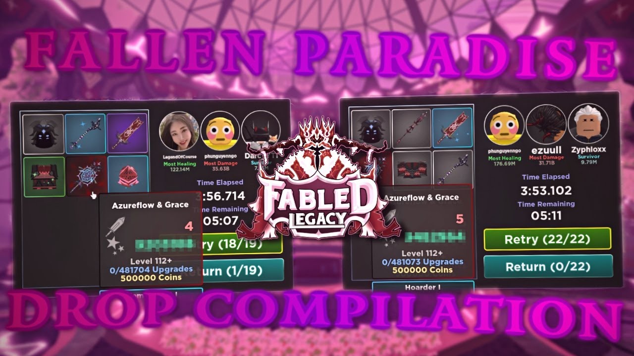 ROBLOX Fabled Legacy // Fallen Paradise Drop Compilation // Best Drops & Pots (Level 143-150)