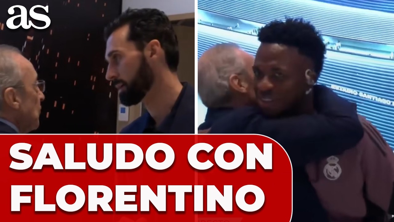 El SALUDO DE FLORENTINO con los jugadores del MADRID previo al ELCHE:  atentos a VINI y ARBELOA
