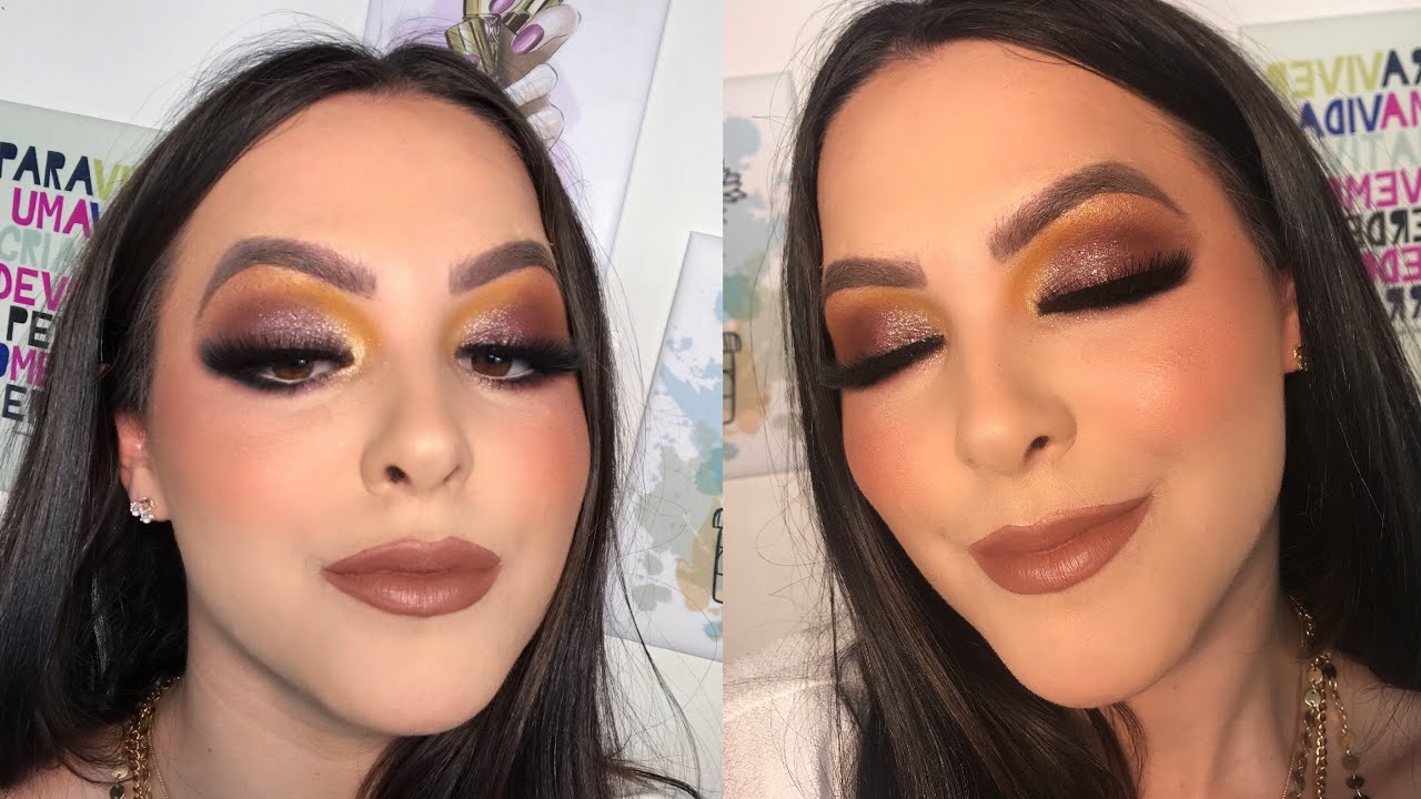 MAKE COM PALETA 28CORES BELLE ANGEL E SWEET RUBY ROSE |ESFUMADO GLAM  🎅