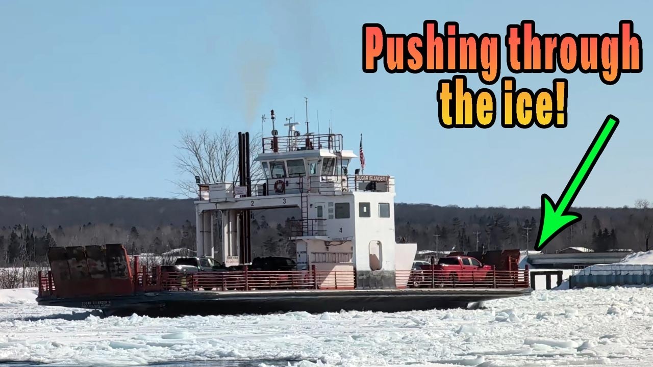 Ice continues to plague the Sugar Island ferry in the St Mary's River