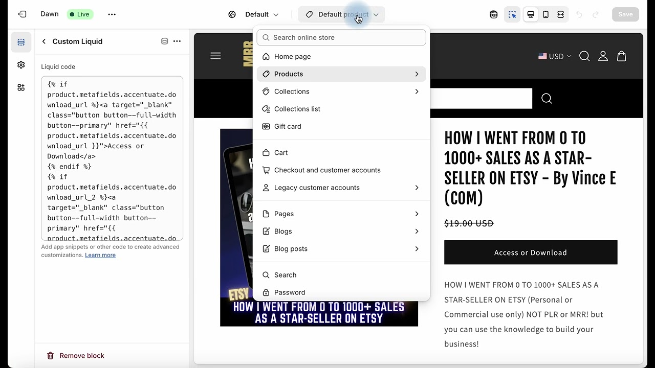 shopify product attributes