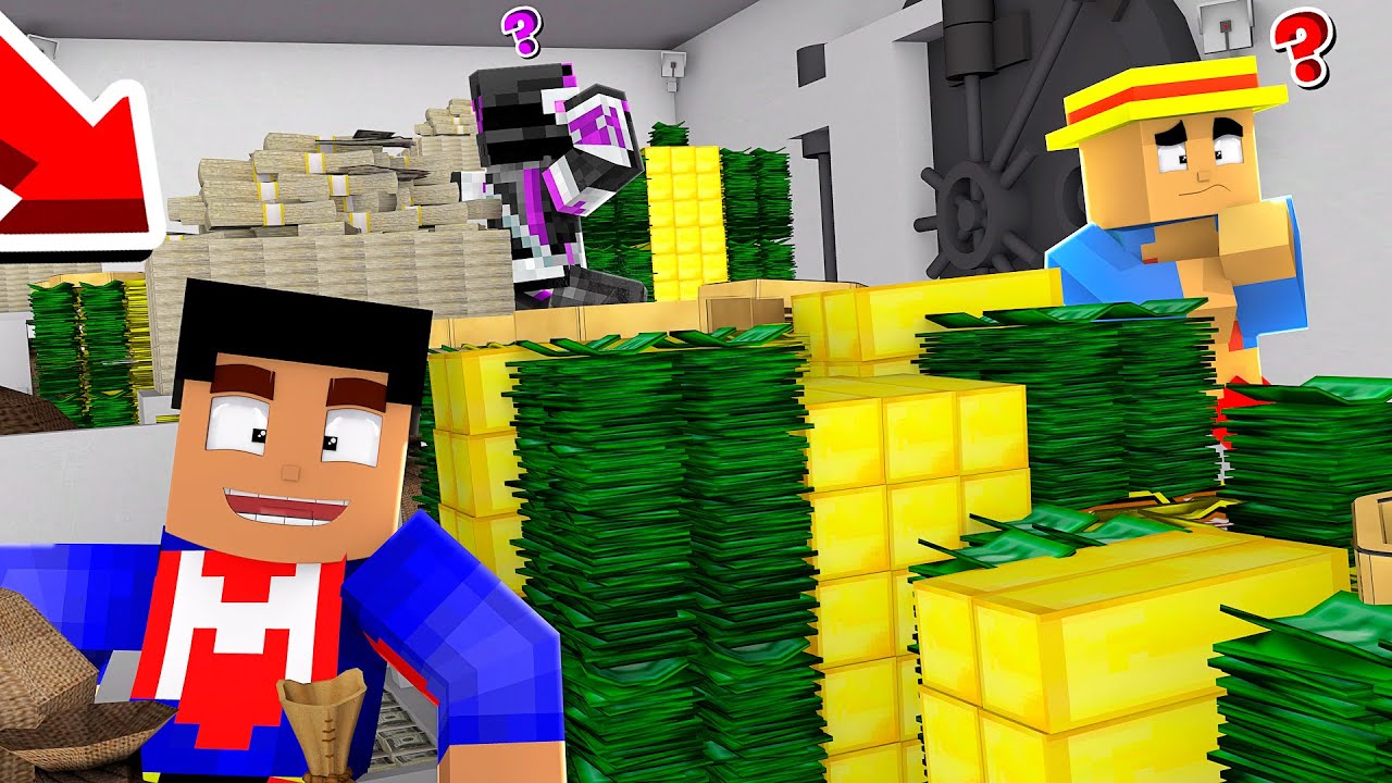 JUGAMOS AL ESCONDITE EN EL BANCO EN MINECRAFT TROLL 😂