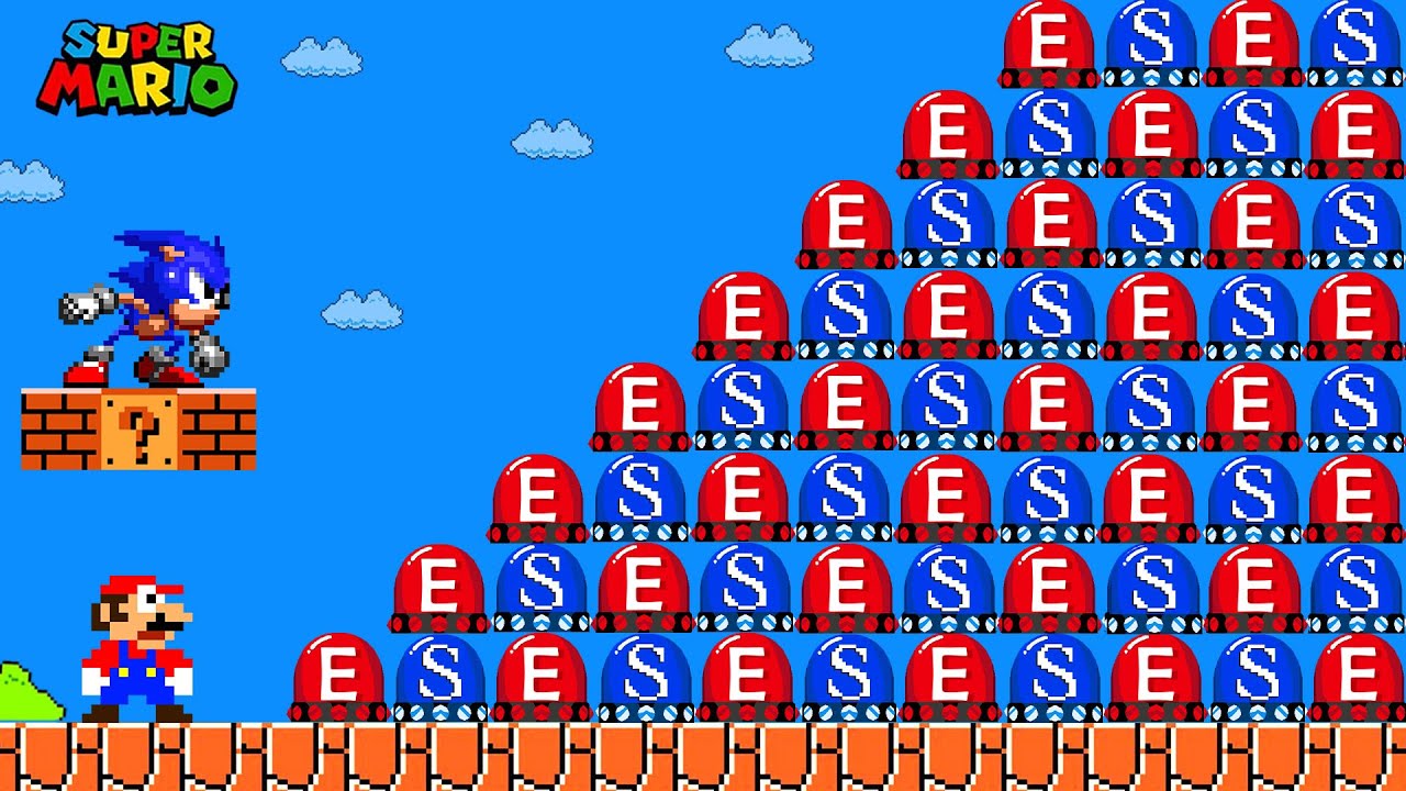 Can Team Mario Collect 999 Ultimate SONIC - EGGMAN Switch in New Super Mario Bros.Wii ???