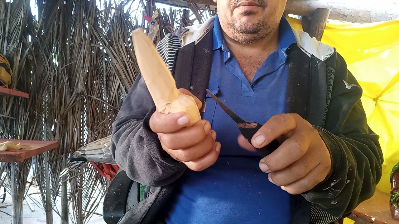 como fazer um tucano na madeira com apenas uma faca e um facão