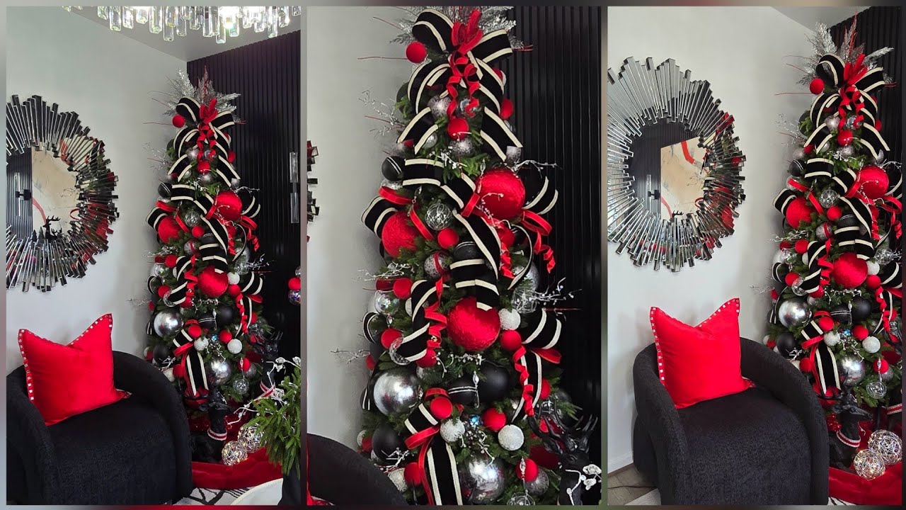 LUXURIOUS RED, BLACK AND SILVER CHRISTMAS/TREE | WOODSY GLAM CHRISTMAS 