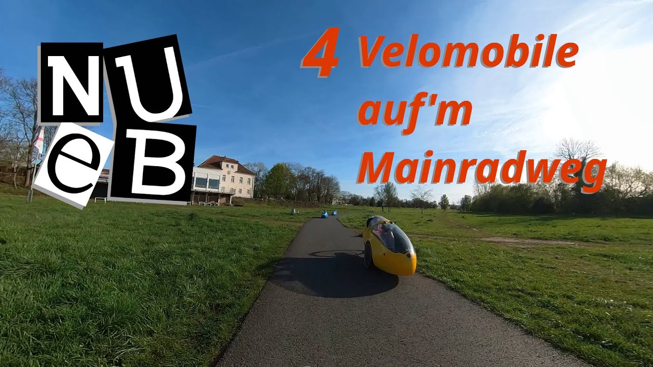 Vier Velomobile auf dem Mainradweg