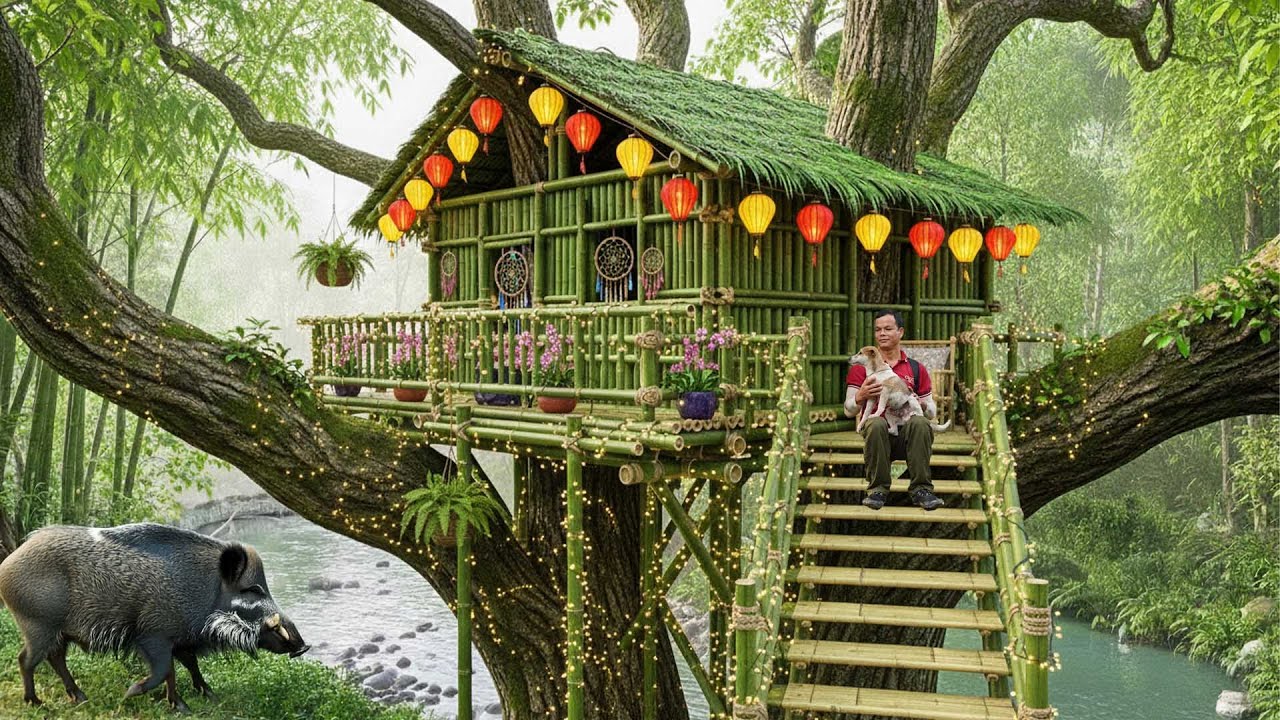 Building a Shelter to Survive in the Wild - The Lonely Life