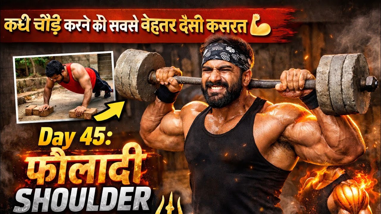 कंधे चौड़े करने की सबसे बेस्ट देसी कसरत 💪 Day 45: फौलादी Shoulder वर्कआउट 🔱 #VaibhavBlog#ShoulderDay