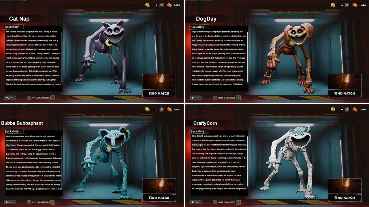 Project: Playtime - Select Menu All Bosses CATNAP Poppy Playtime Chapter 3