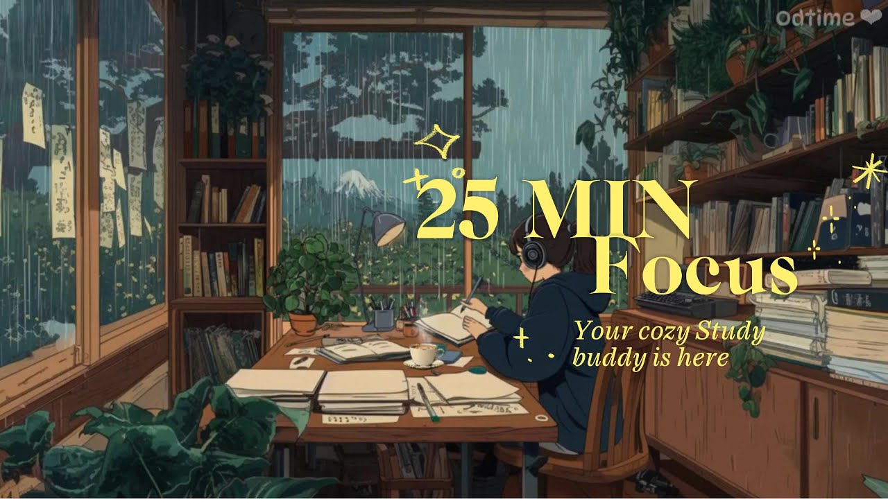 🎧 [COZY POMODORO] 25-Minute Deep Focus Session | Rain Sounds & Relaxing Piano Music