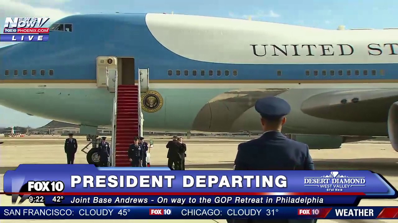 FNN: President Trump Departs On Air Force One For The First Time