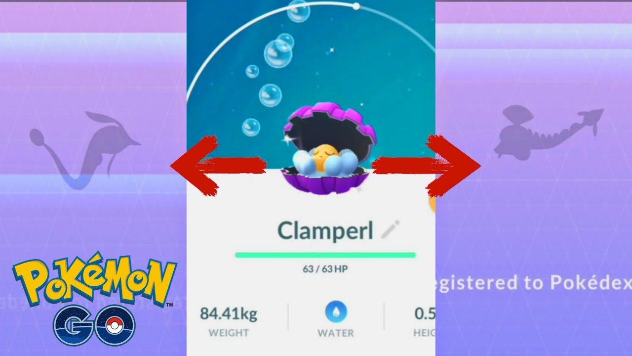 Evolving Clamperl to Huntail and Gorebyss in Pokemon Go